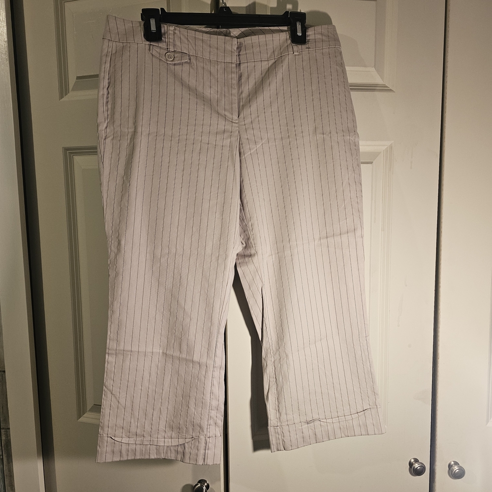 New York & Company Beige Pinstripe Skirt